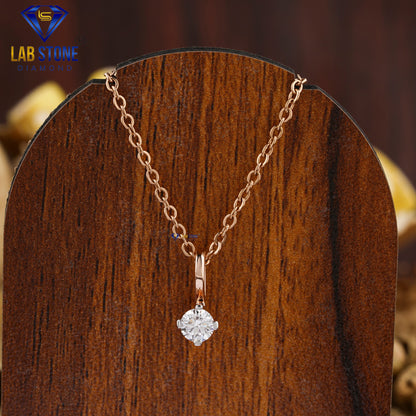 0.30 TDW Round Cut Diamond Solitaire Pendant with Chain