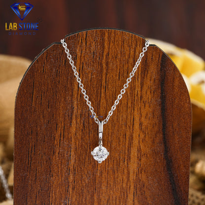 0.30 TDW Round Cut Diamond Solitaire Pendant with Chain