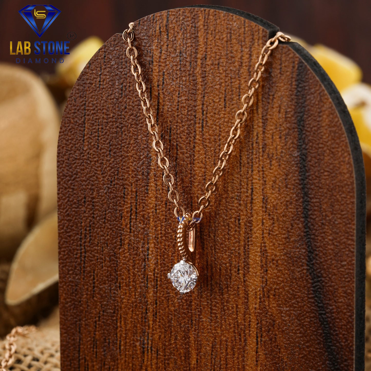 0.33 TDW Round Cut Diamond Solitaire Pendant with Chain