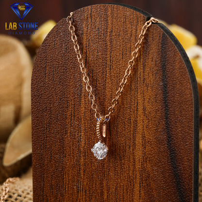 0.33 TDW Round Cut Diamond Solitaire Pendant with Chain