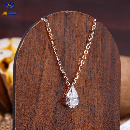 1.09 TDW Pear Cut Diamond Solitaire Pendant with Chain