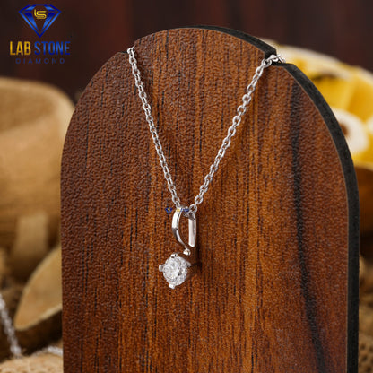 0.30 TDW Round Cut Diamond Solitaire Pendant with Chain