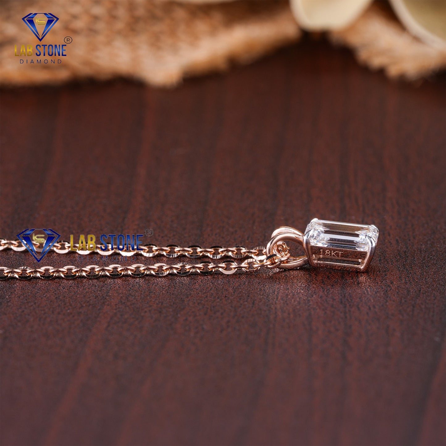 1.30 TDW Emerald Cut Diamond Solitaire Pendant with Chain