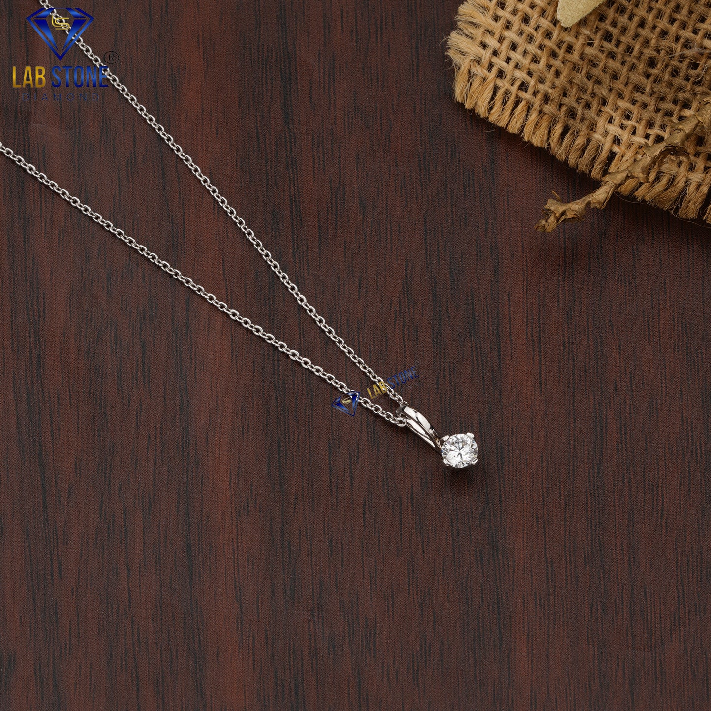 0.33 TDW Round Cut Diamond Solitaire Pendant with Chain