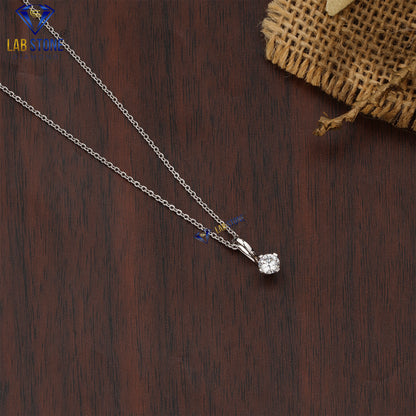 0.33 TDW Round Cut Diamond Solitaire Pendant with Chain
