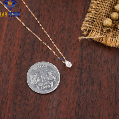 0.32 TDW Pear Cut Diamond Solitaire Pendant with Chain