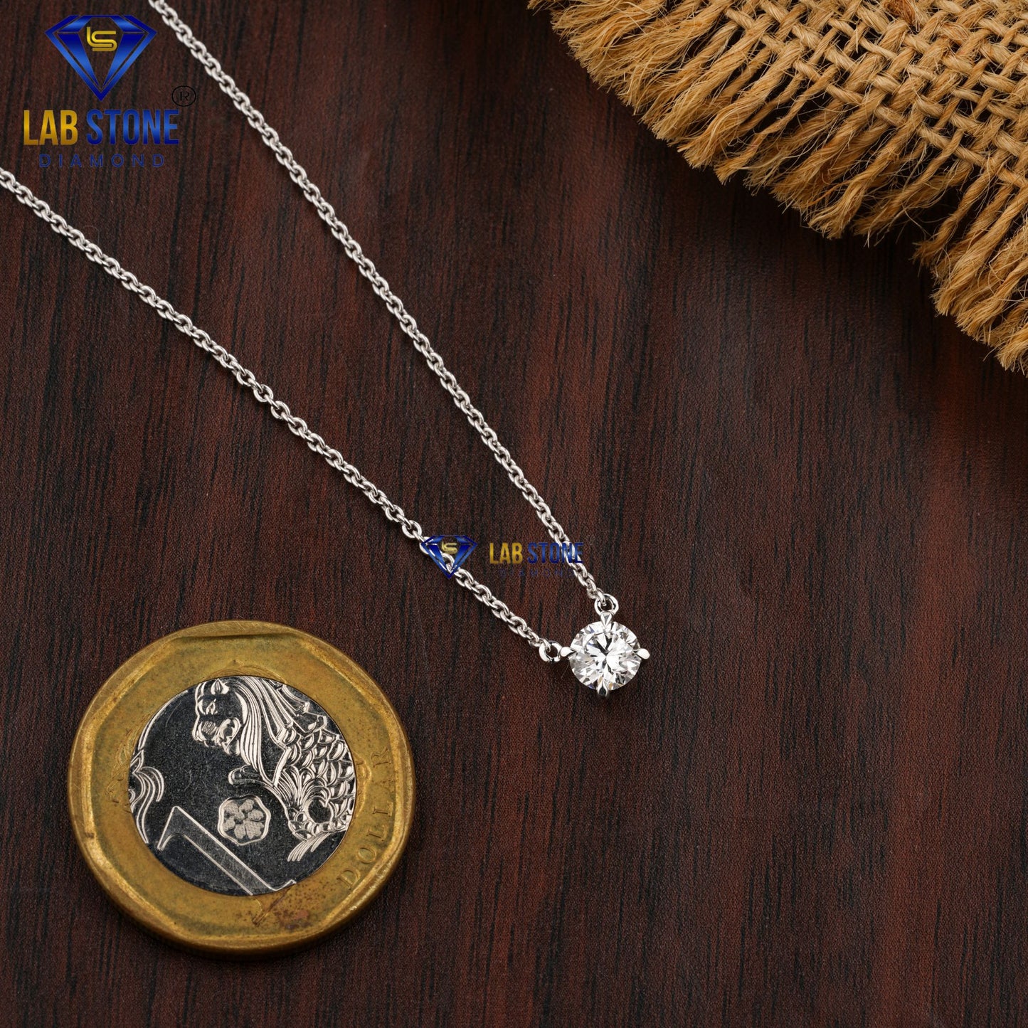 1.05 TDW Round Cut Diamond Solitaire Pendant with Chain