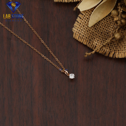 0.33 TDW Round Cut Diamond Solitaire Pendant with Chain