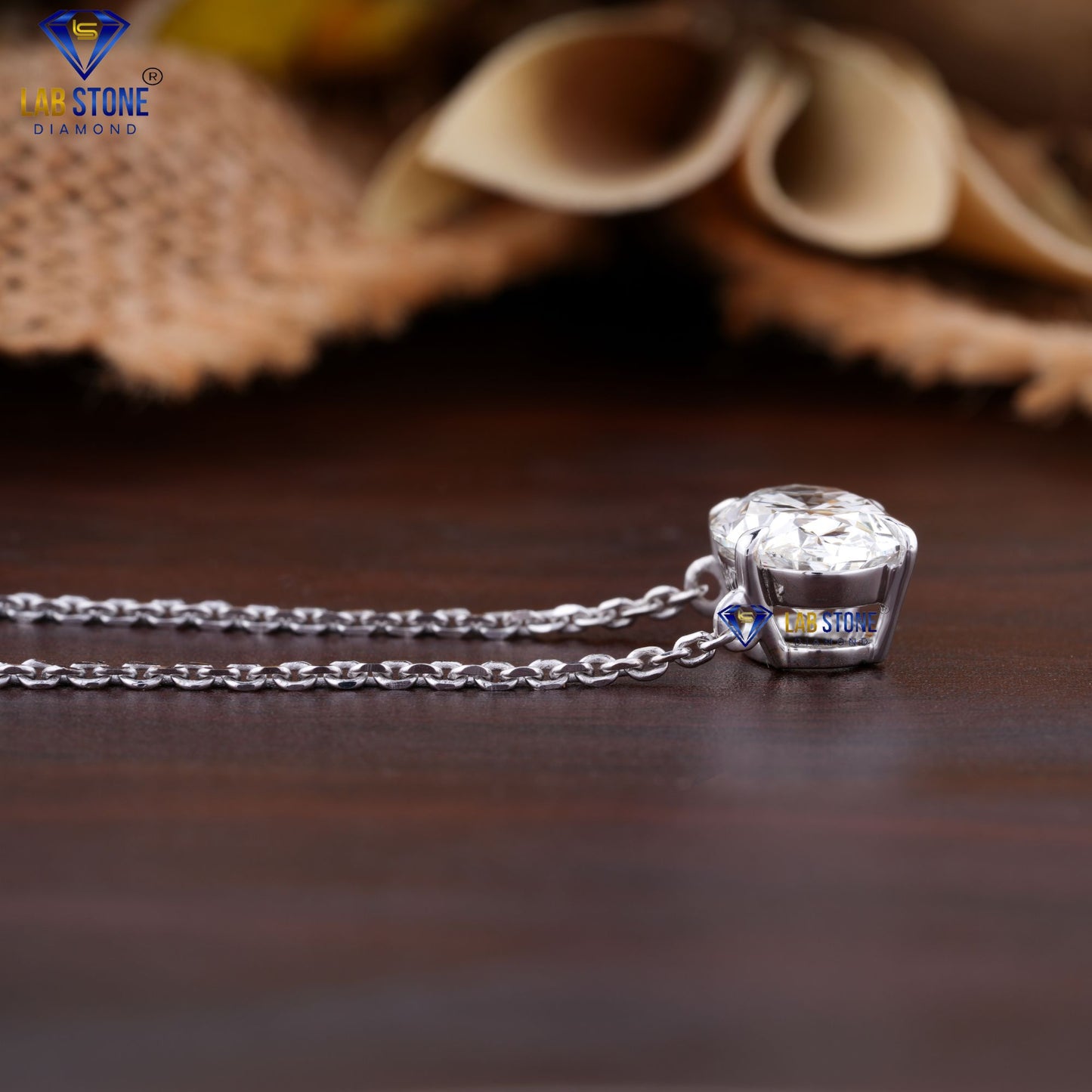 3.52 TDW Oval Cut Diamond Solitaire Pendant with Chain