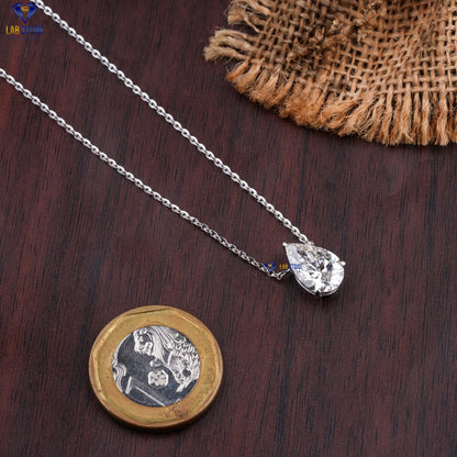 3.11 TDW Pear Cut Diamond Solitaire Pendant with Chain