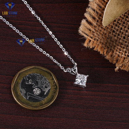 1.00 TDW Princess Cut Diamond Solitaire Pendant with Chain
