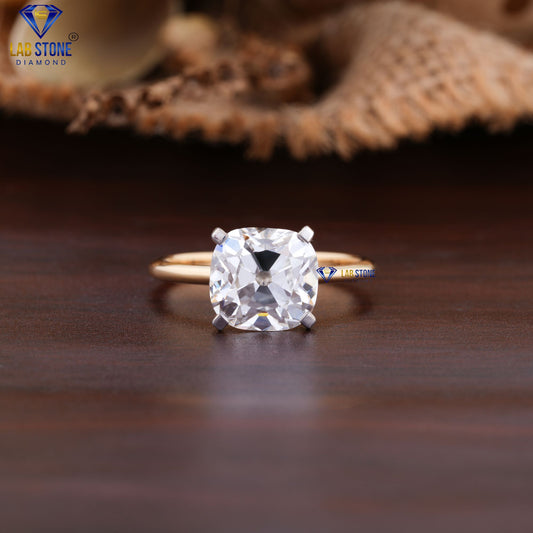 3.05 TDW Cushion Cut Diamond Solitaire Ring