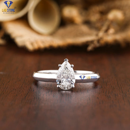 0.97 TDW Pear Cut Women’s Solitaire Diamond Ring