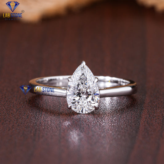 1.50 TDW Pear Cut Diamond Women’s Solitaire Ring