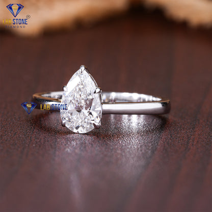 1.50 TDW Pear Cut Diamond Women’s Solitaire Ring