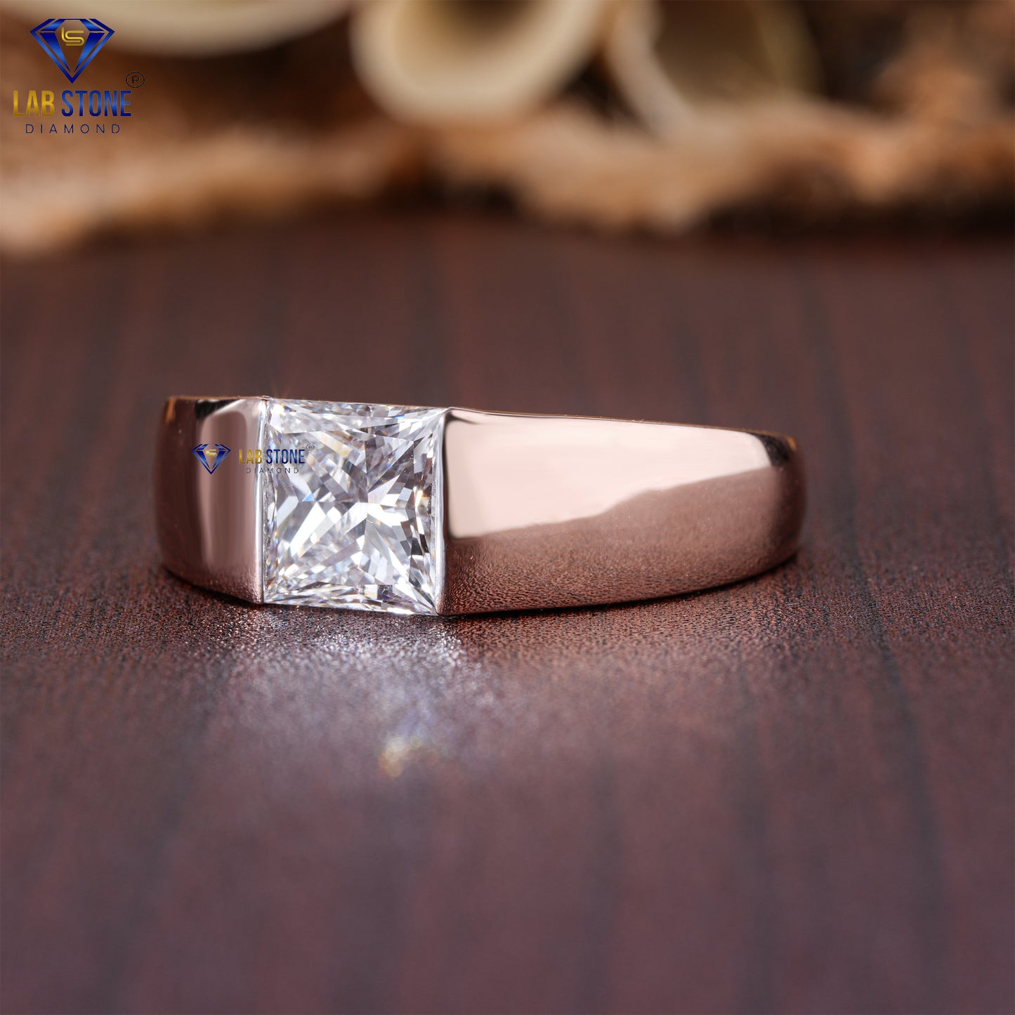 1.17 TDW Princess Cut Men’s Diamond Solitaire Ring