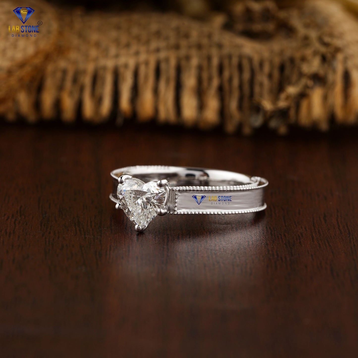 1.30 TDW Heart Cut Diamond Solitaire Ring