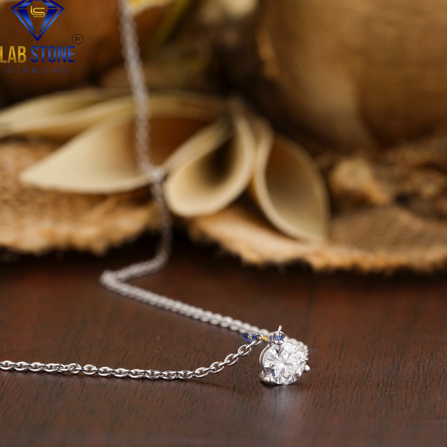 0.40 TDW Round Cut Diamond Solitaire Pendant with Chain