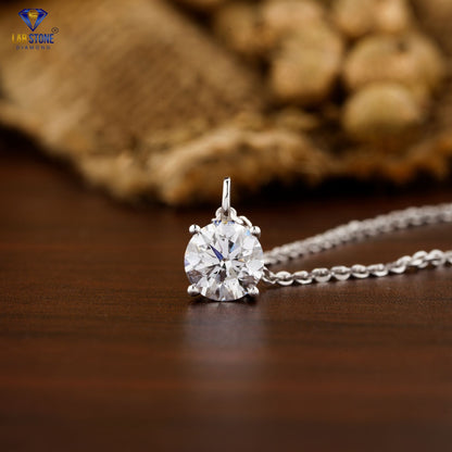 1.00 TDW Round Cut Diamond Solitaire Pendant with Chain