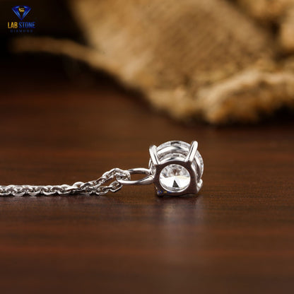 1.00 TDW Round Cut Diamond Solitaire Pendant with Chain