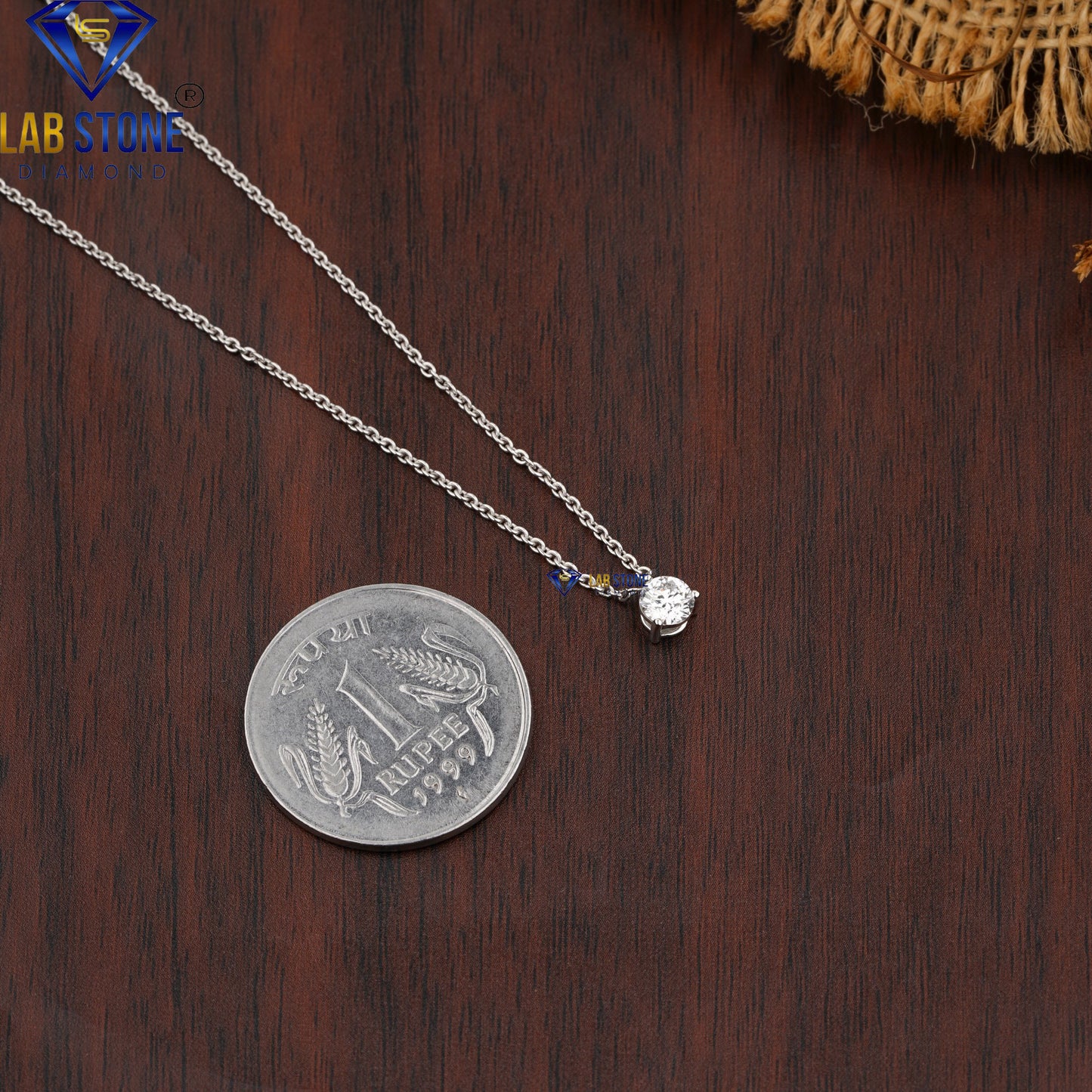 0.40 TDW Round Cut Diamond Solitaire Pendant with Chain