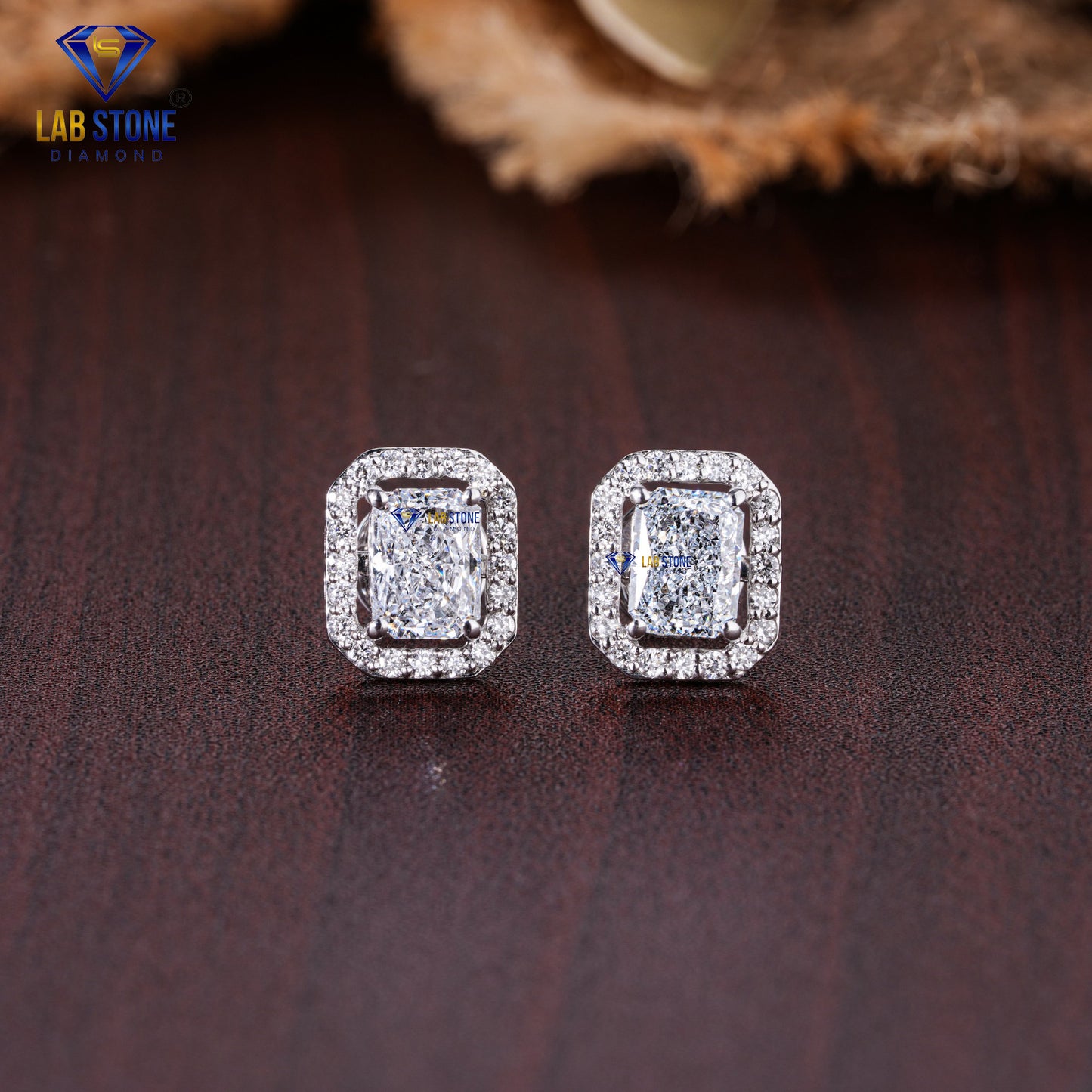 1.63 TDW Radiant & Round Cut Diamond Stud Earring