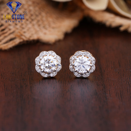 1.54 TDW Round Cut Diamond Stud Earring