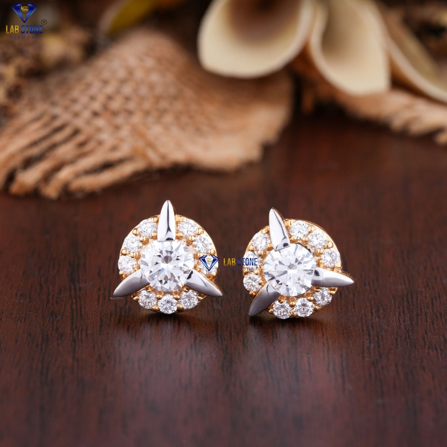 2.34 TDW Round Cut Diamond Stud Earrings