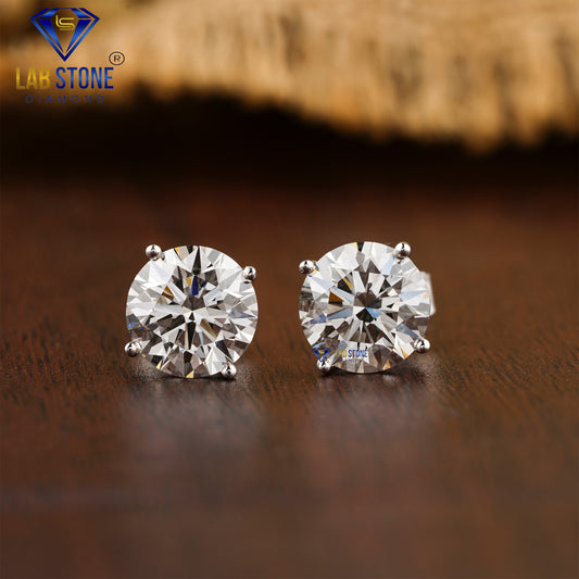 2.09 TDW Round Cut Diamond Solitaire Stud Earring