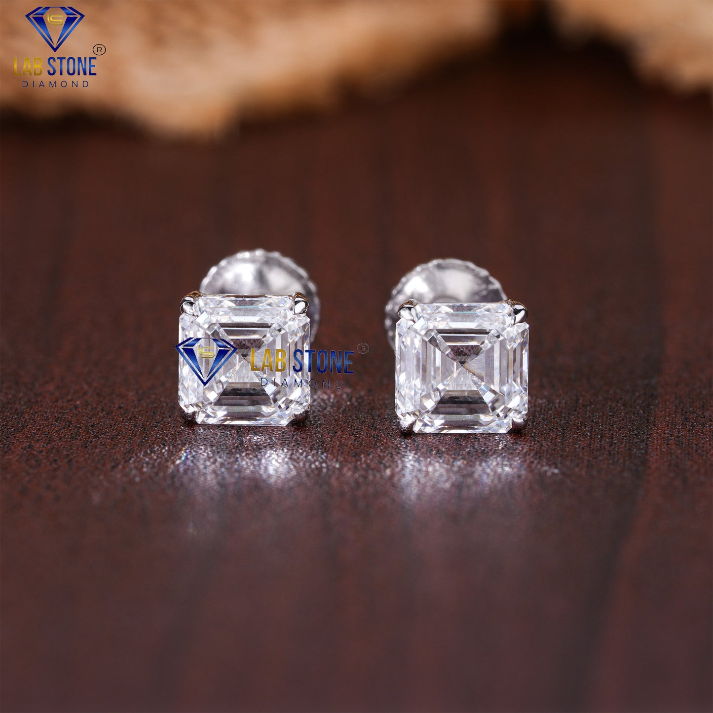 1.60 TDW Asscher Cut Diamond Solitaire Stud