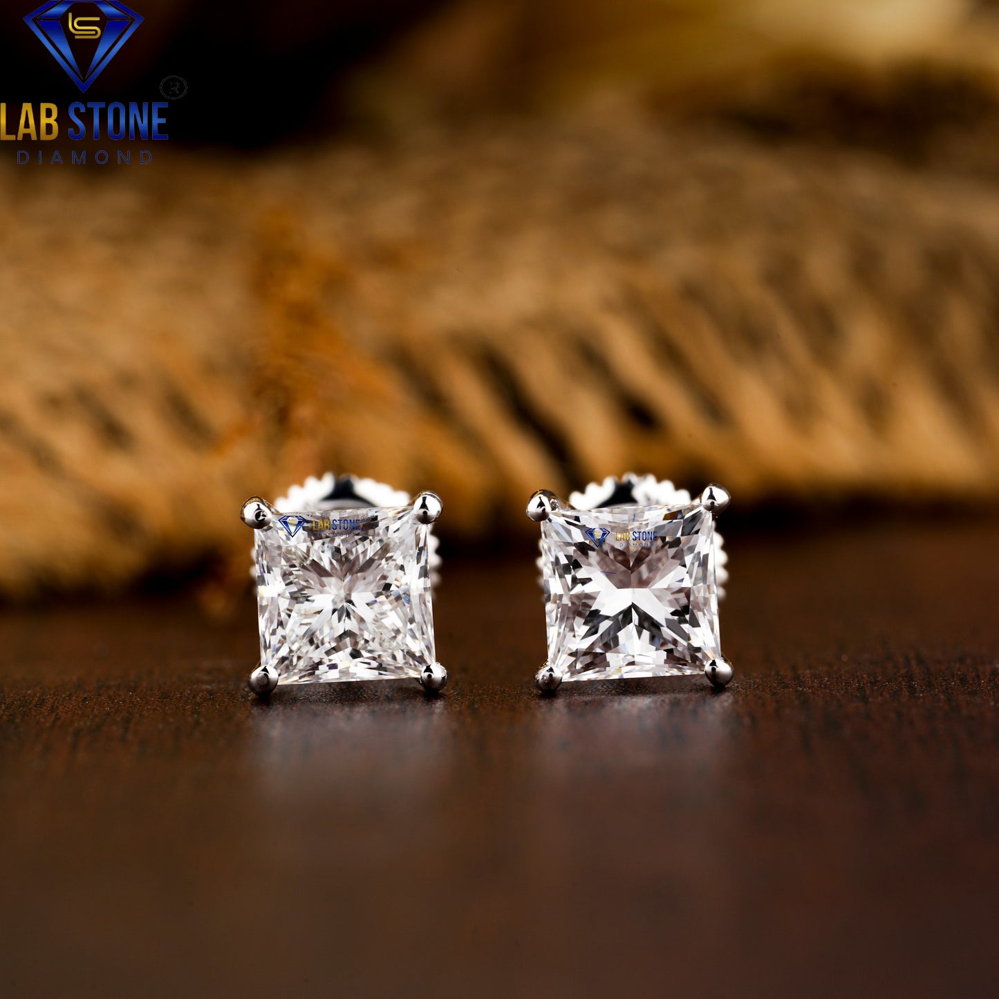 0.55 TDW Princess Cut Diamond Solitaire Stud Earrings