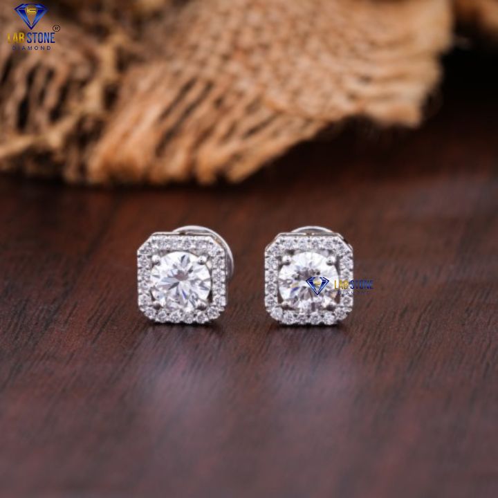 1.28 TDW Round Cut Diamond Stud Earring