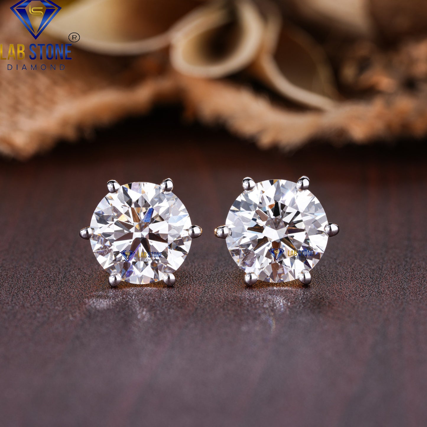 10.00 TDW Round Cut Diamond Solitaire Stud Earring