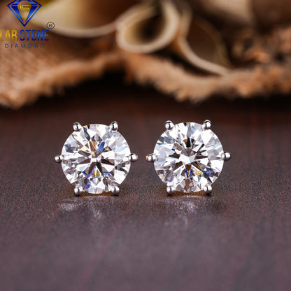 10.00 TDW Round Cut Diamond Solitaire Stud Earring