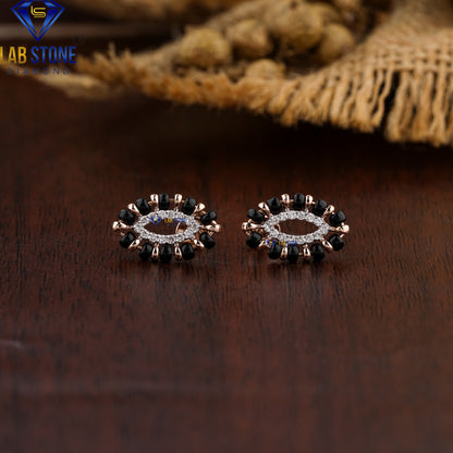 0.14 TDW Black Pearl & Round Cut Diamond Stud Earring