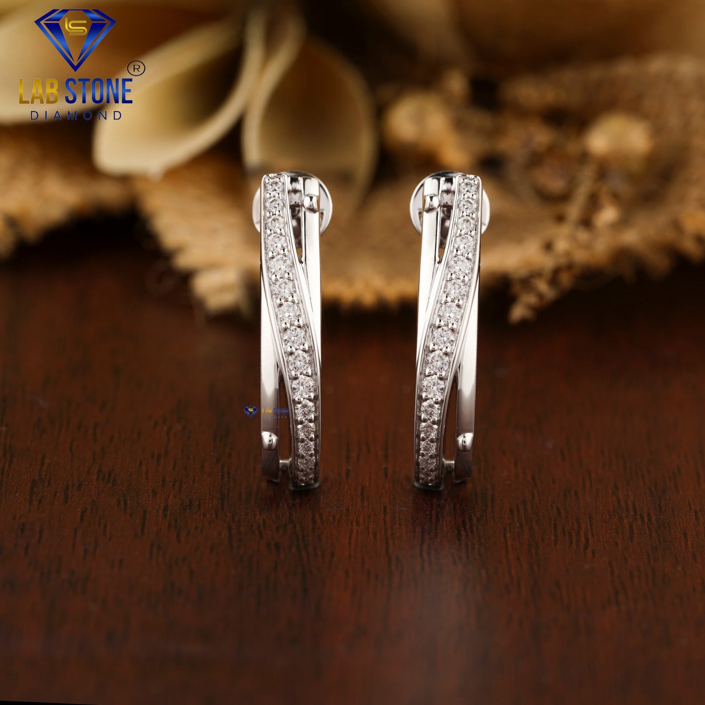 0.434 TDW Round Cut Diamond Hoop Earring
