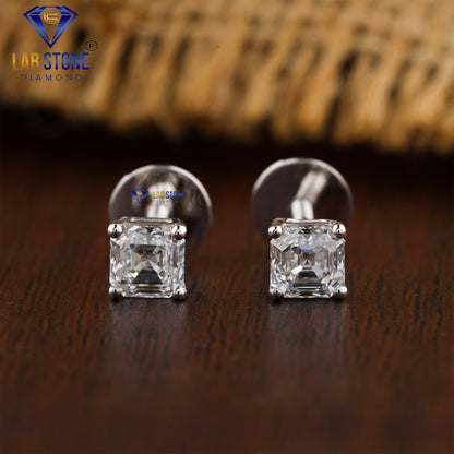 0.72 TDW Asscher Cut Diamond Stud Earrings