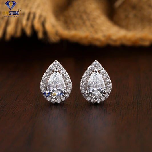 1.76 TDW Round & Pear Cut Diamond Stud Earring