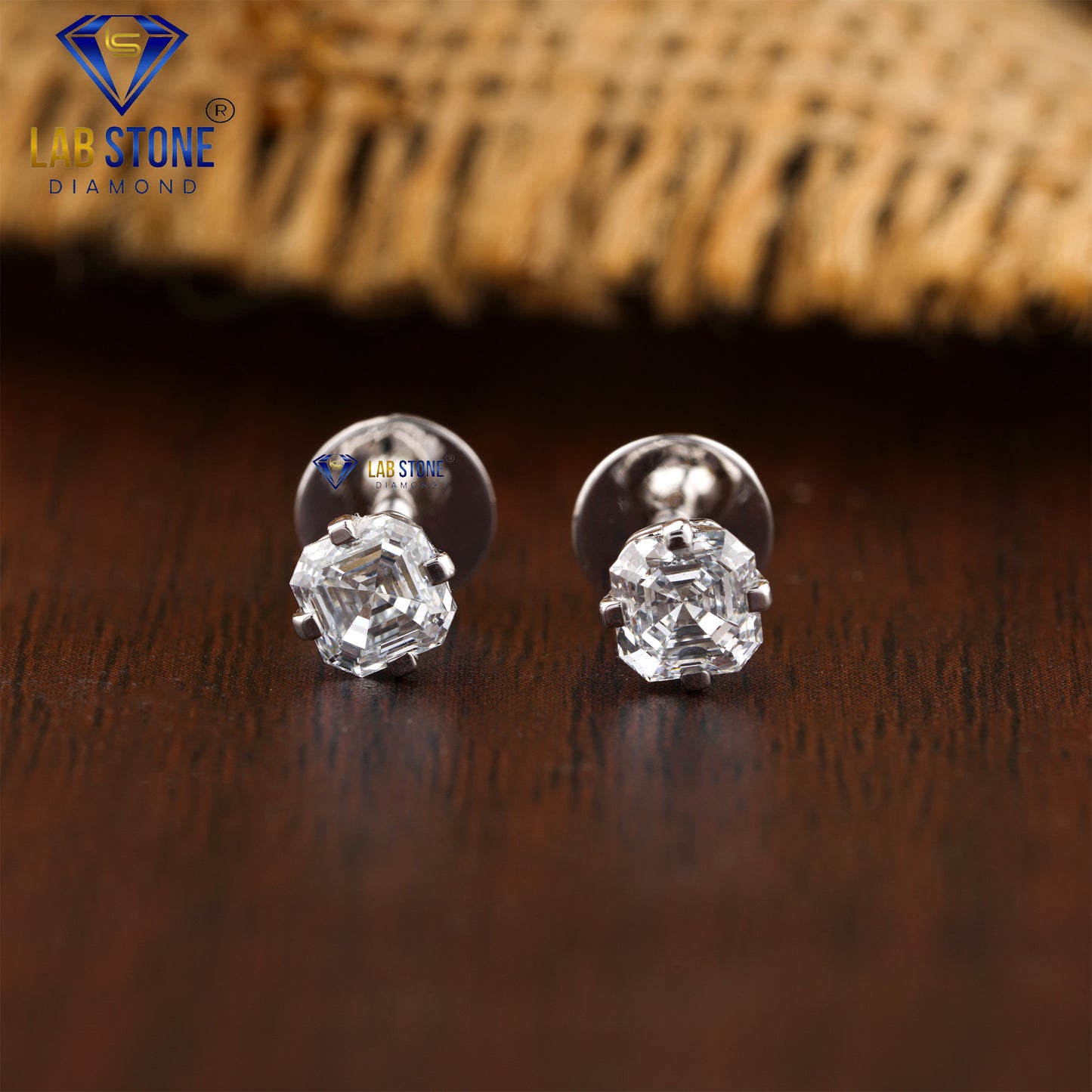 0.75 TDW Asscher Cut Diamond Stud Earrings