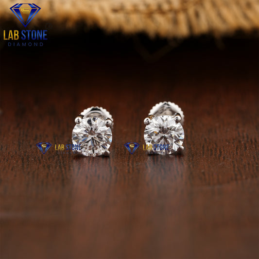 1.07 TDW Round Cut Diamond Stud Earrings