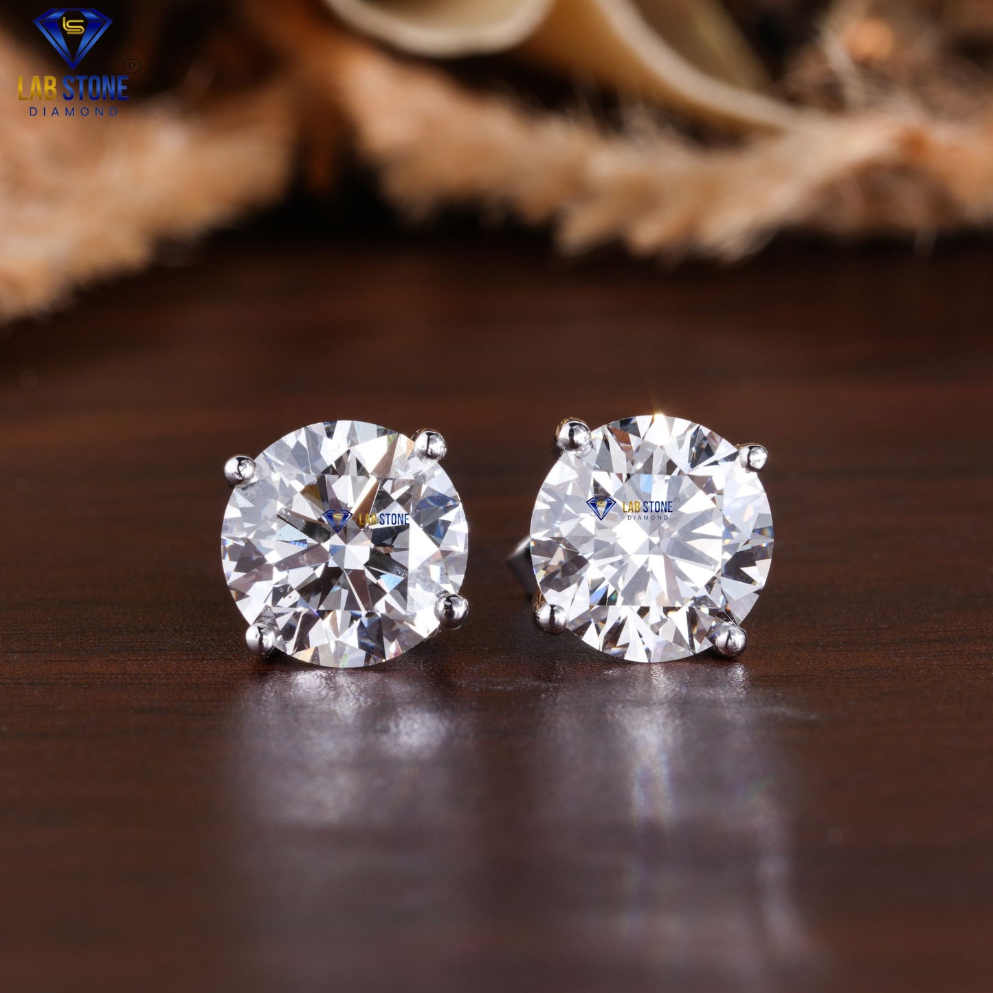 4.00 TDW Round Cut Diamond Stud Earrings