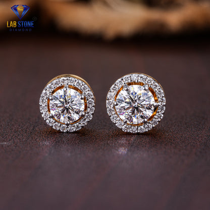 1.43 TDW Round Cut Diamond Stud Earring