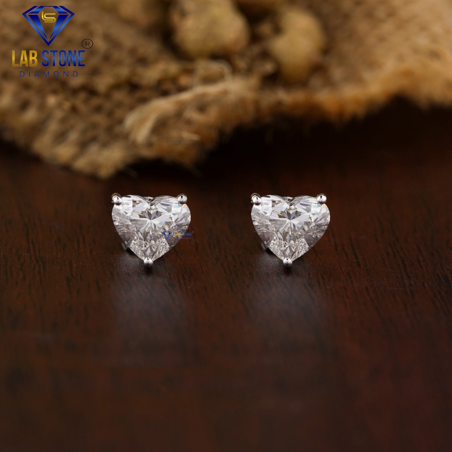 1.40 TDW Heart Cut Diamond Solitaire Stud Earring