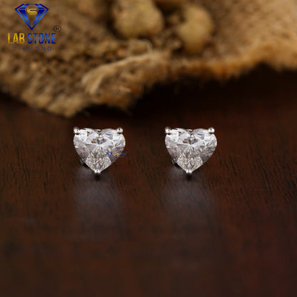 1.40 TDW Heart Cut Diamond Solitaire Stud Earring