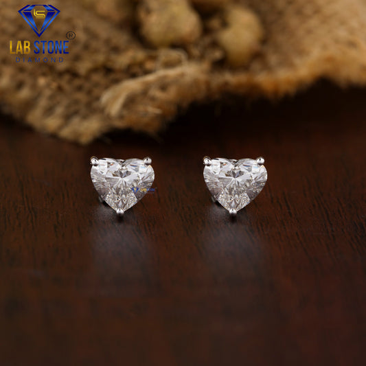 1.40 TDW Heart Cut Diamond Solitaire Stud Earring