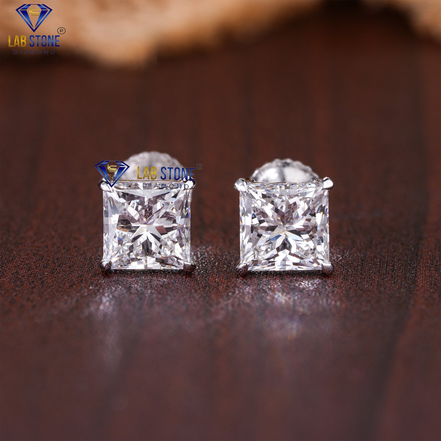 2.00 TDW Princess Cut Diamond Solitaire Stud