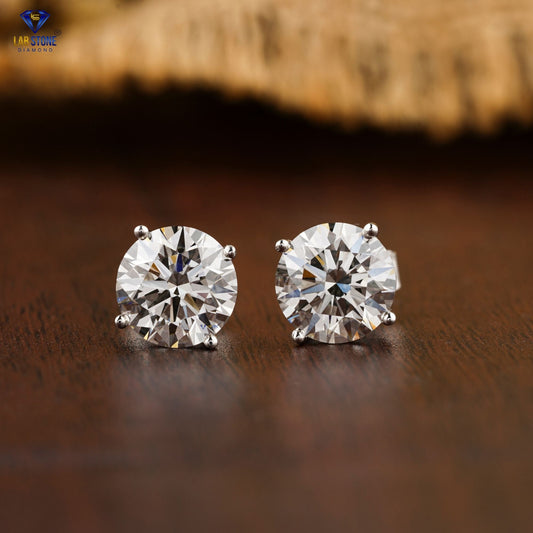 0.97 TDW Round Cut Diamond Solitaire Stud Earring