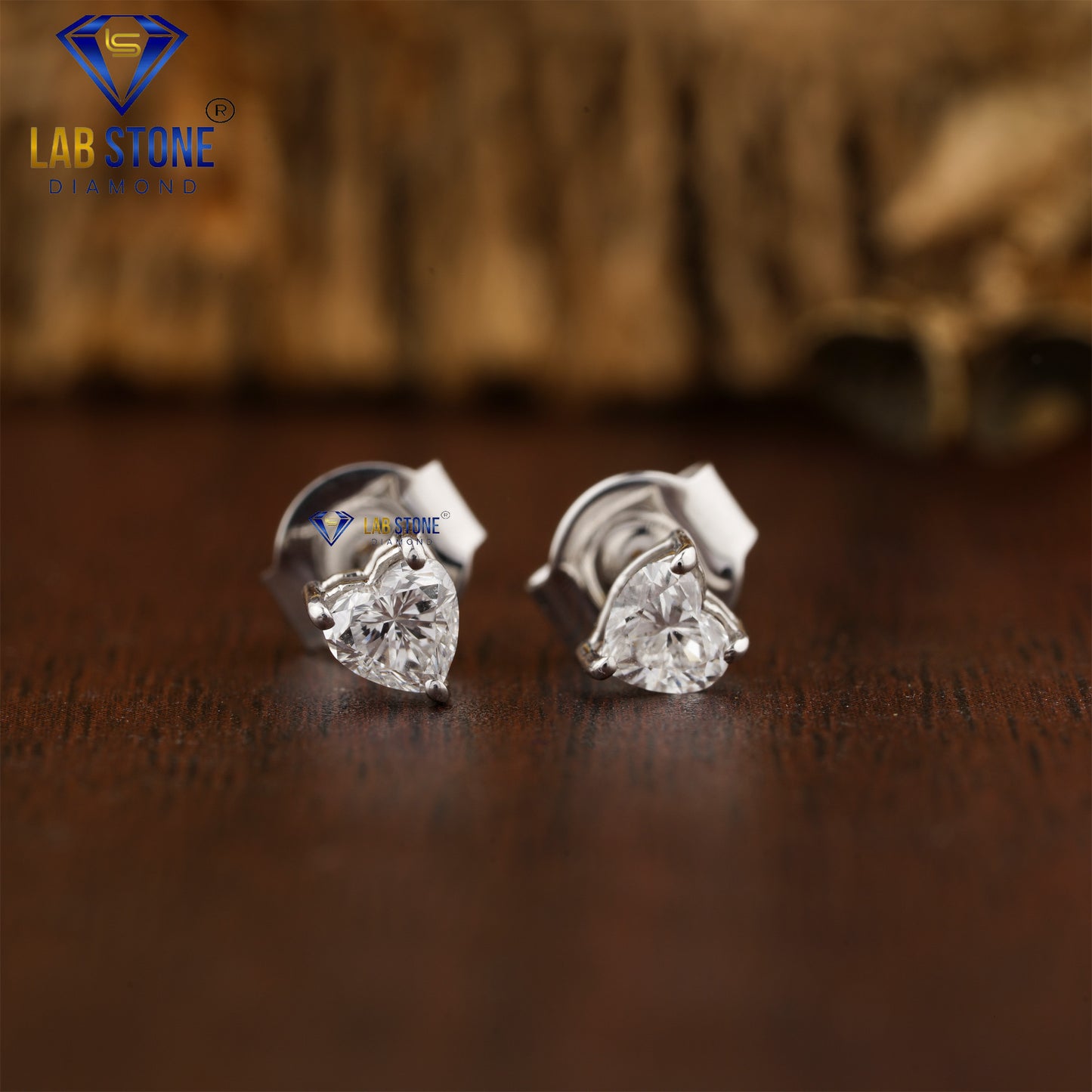 1.00 TDW Heart Cut Diamond Stud Earring