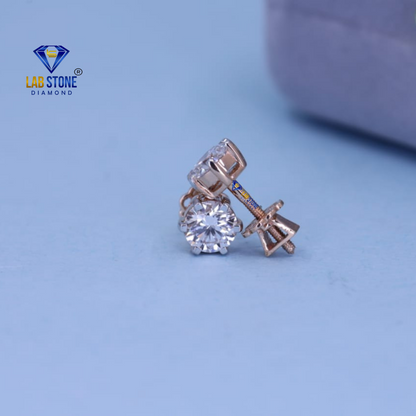 0.90 TDW Round Cut Diamond Stud Earrings