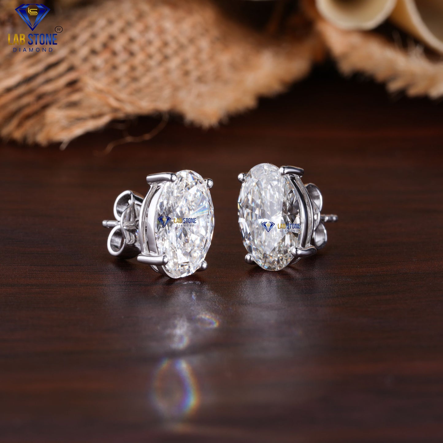 4.00 TDW Oval Cut Diamond Stud Earrings